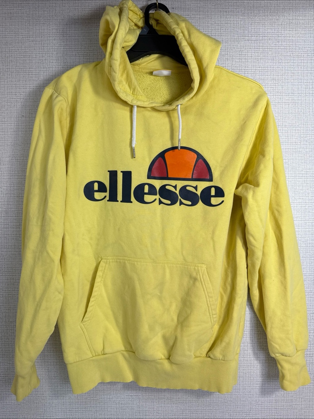 Ellesse Hoodie Gottero Spellout Training Sweatshirt Pullover Large Yellow Logo